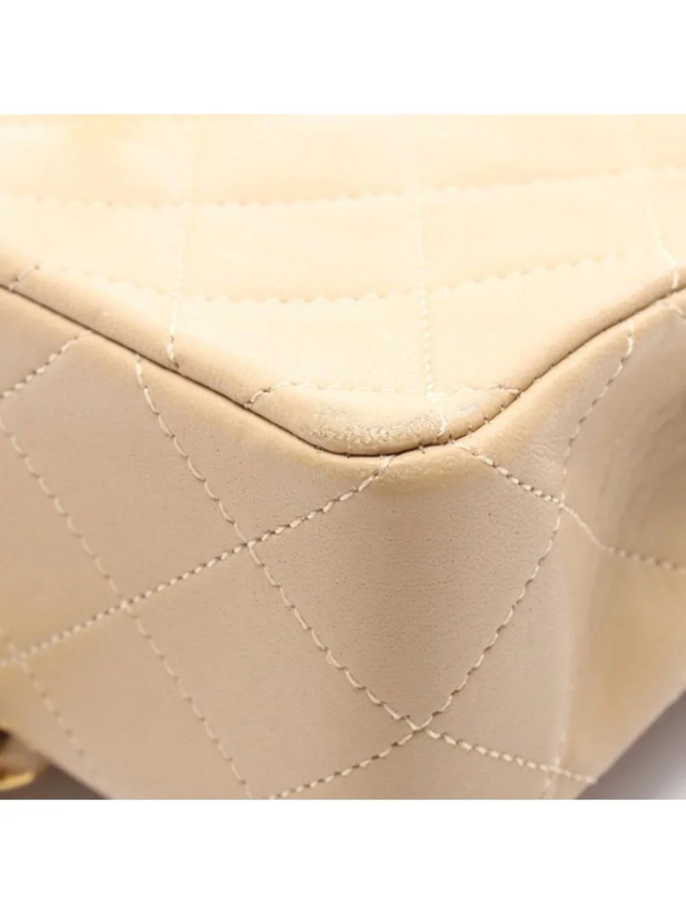 Chanel Shoulder Bag Mini Quilted Beige Lambskin Mini Chain